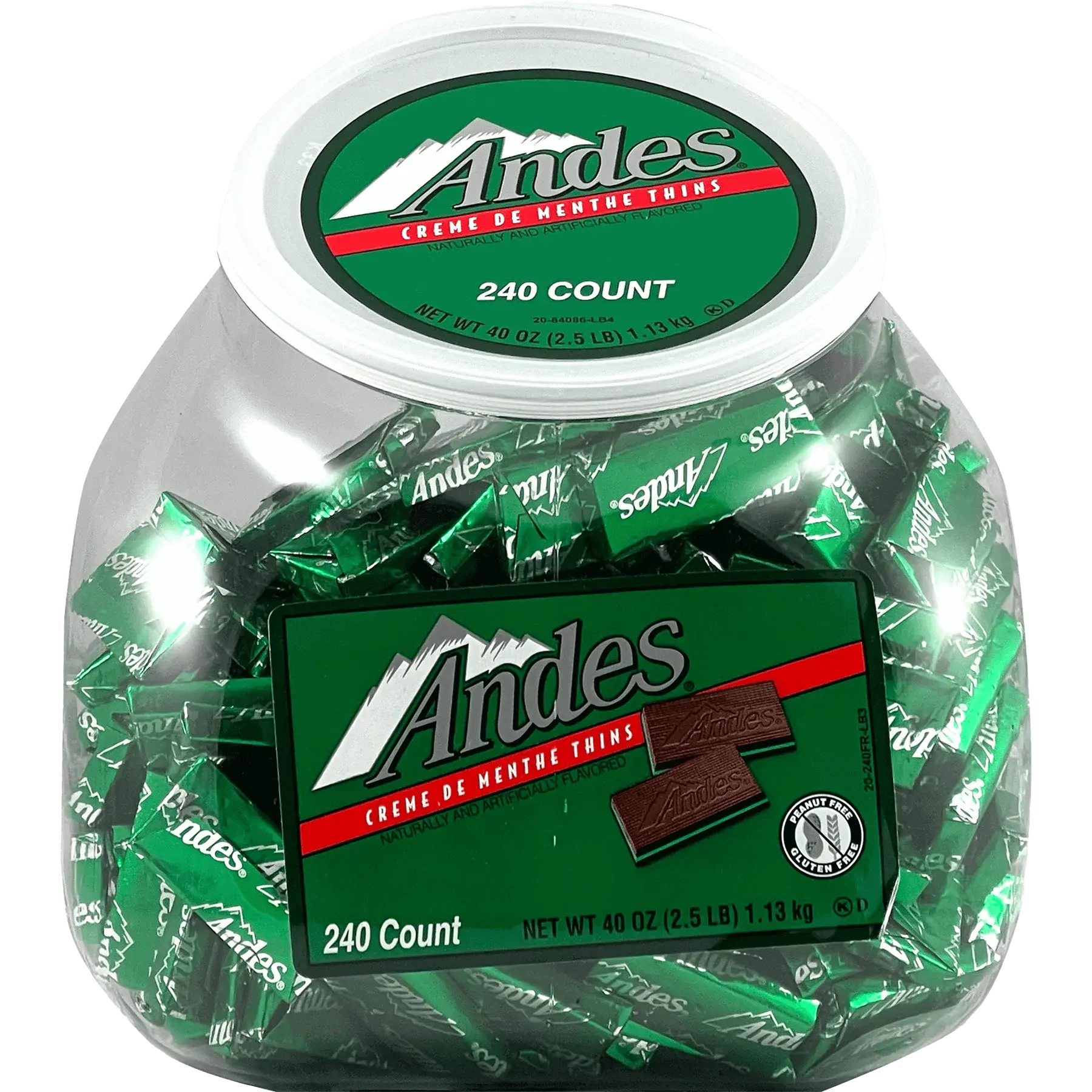 Andes Crème De Menthe Thins, 40 oz Jar, 240 Count, Mint Chocolate Candy, Individually Wrapped Snack Sweet Dessert Bonbon