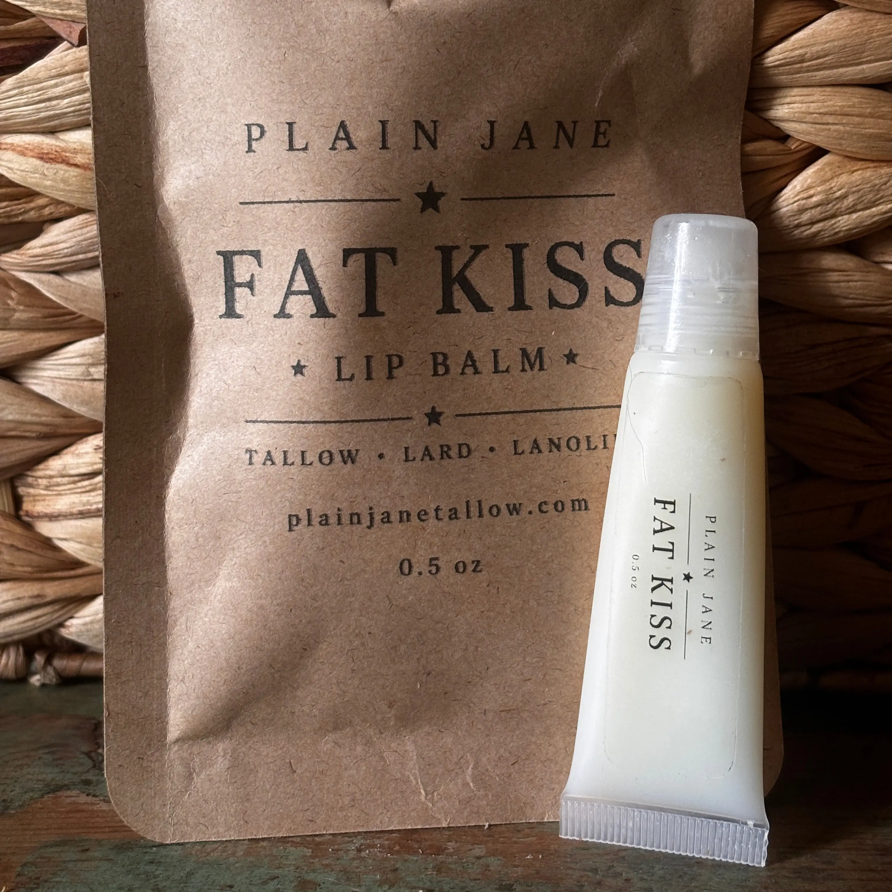 Fat Kiss | Tallow + Lanolin Lip Balm.  Deep healing for your lips