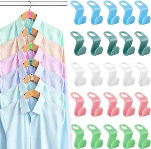 100 PCS Hanger Connector Hooks, Hangers Space Saving, Hanger Clips for Plastic Hangers(5 Color) PECULA