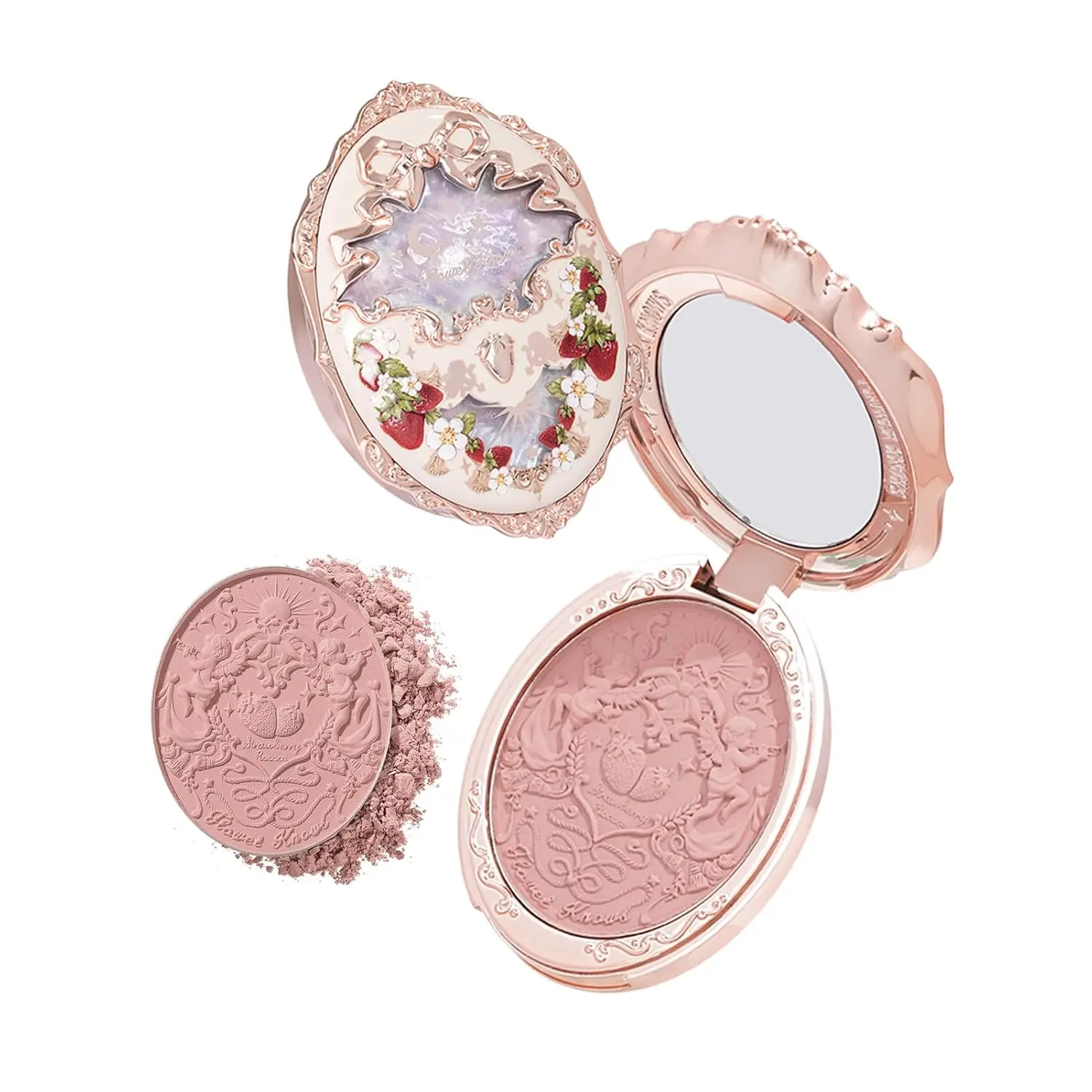 Strawberry Rococo Embossed Blush, Dusty Rose Beige | Buildable Cheek Powder, Blendable Matte Finish, Natural-Looking Flush, Vegan (01 Angel Chanson)