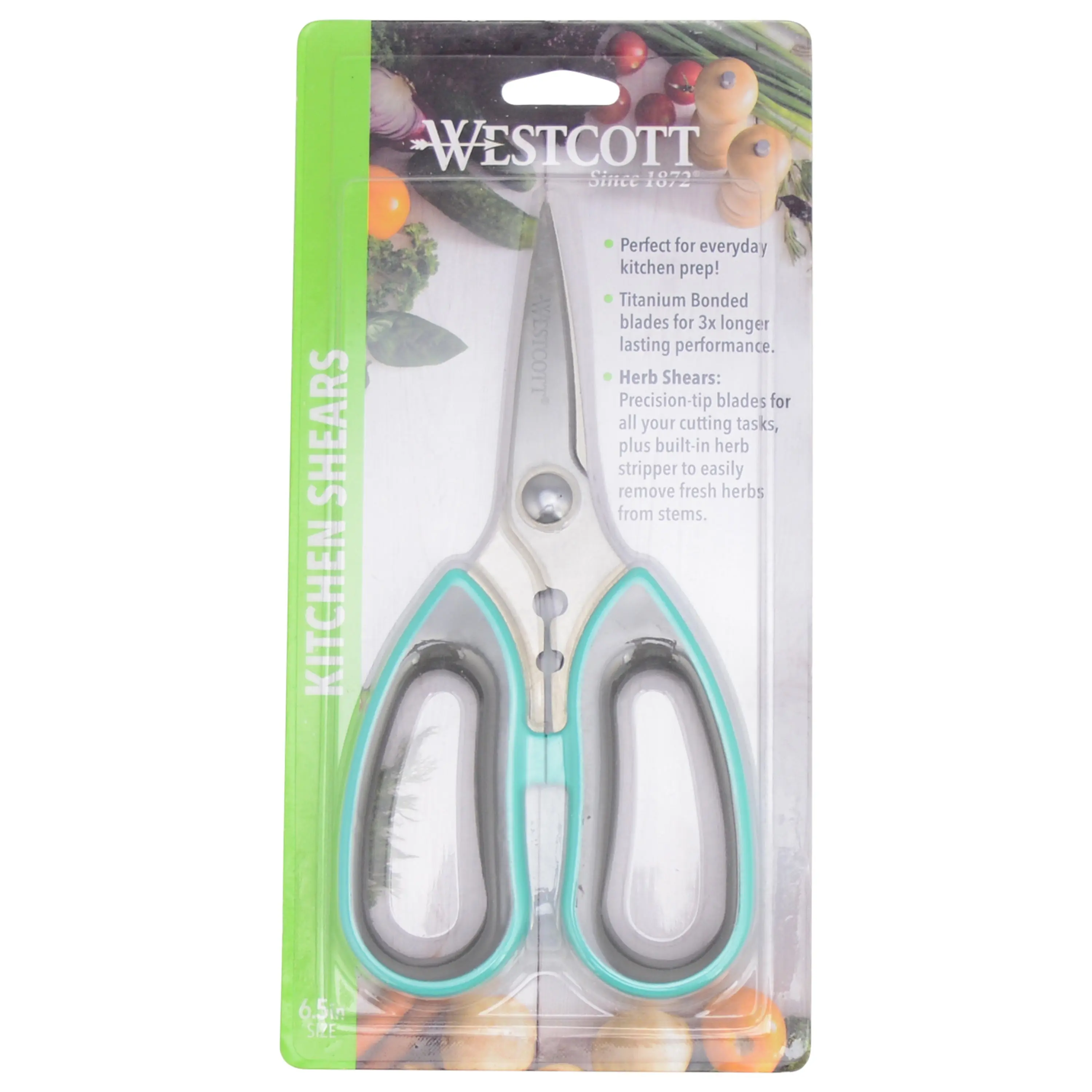 Westcott 6.5" Titanium Bonded Soft Handle Kitchen Shears for Herbs, Teal (00829) Westcott 6.5" Titanium Bonded Soft Handle Kitchen Shears for Herbs, Teal (00829)