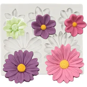 Silicone Mold Daisy Chrysanthemum Flower Fondant Mold for Cake Decoration Chocolate Cupcake Topper Candy Sugar Craft Polymer Clay Gum Paste
