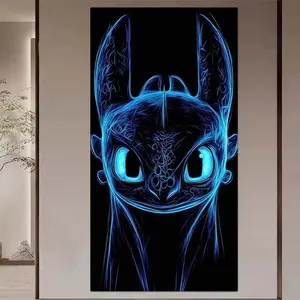 1 DIY diamond painting kit, 5D diamond art set, DIY decoration, Night Fury Dragon diamond painting kit with full round diamonds, mosaic, diamond art, DIY art home decoration, suitable for Christmas.