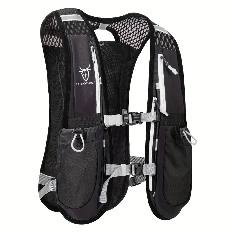 1pc UTOBEST Sports Running Vest Backpack, 2.64gal Capacity, Breathable Mesh, Lightweight Nylon Fabric, Zipper Closure, Non-Waterproof, Reflective Strips for Hiking and Running