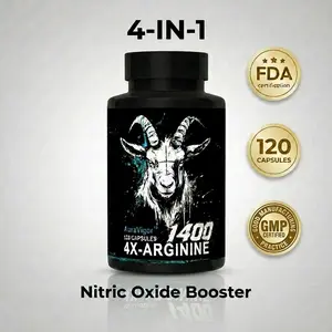 Auravigor 4-Arginine Blend Nitric Oxide Support - 1400mg Daily Dose - Enhanced Nutrient Absorption Formula - 120 Capsules - Premium Dietary Supplement For Performance And Vascularity