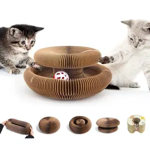 Extra Thick and Upgraded Durable Cat Scratching Board - Magic Self - Play Toy with Interactive Ball, Made of Eco - Friendly Corrugated Cardboard. Scratch & Abrasion Resistant, Ideal for Kittens and Adult Cats to Keep Claws Trimmed and Entertained