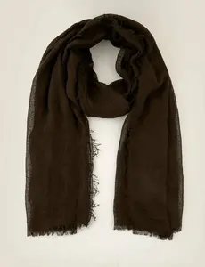 Ayesha’s Collection Crinkle Cotton Scarf Mocha Brown Soft Durable Fabric Ideal for Cold Weather Wear Trendy Solid Shawl Turban Hijab