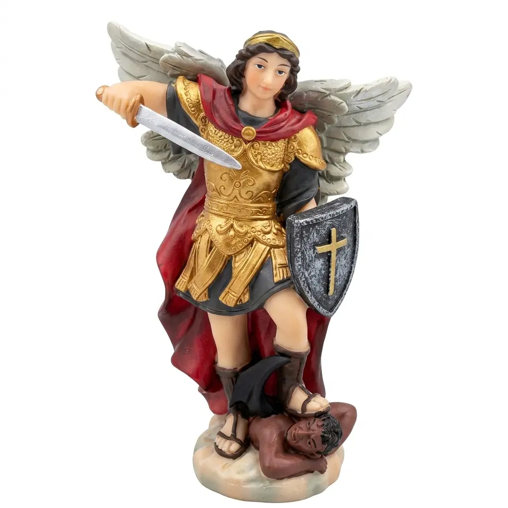3-3/4 in Resin Saint Michael the Archangel Figurine, Christianity Religious-Themed Decorations, Evil-Repelling Christian Ornaments, Home Decor Supplies, Religious-Themed Religious Decorations