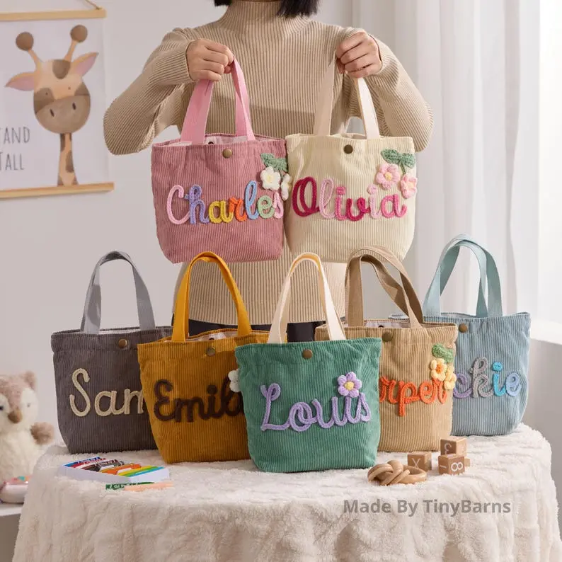 Personalized Tote Bag, Custom Name Girls Purse, Flower Girl Gift, Toddler Tote, Birthday Gift for Girls, Small Keepsake Handbag
