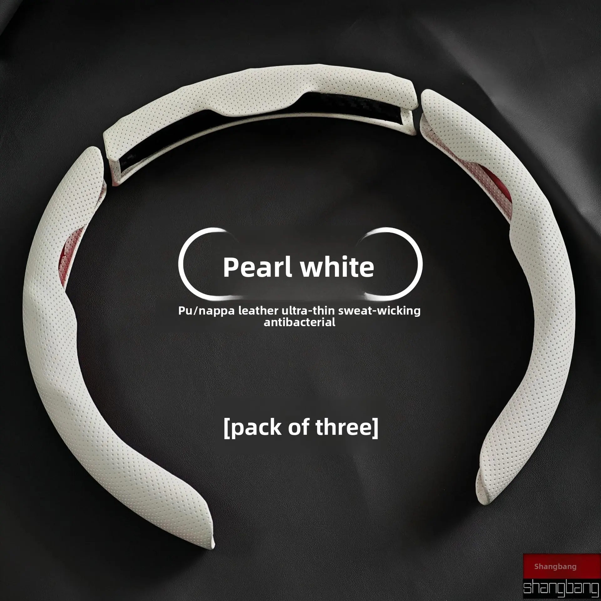 Car Nappa Leather Steering Wheel Cover for Men and Women, All-Season Universal, Non-Slip, Sweat-Absorbent, Wear-Resistant, Perforated