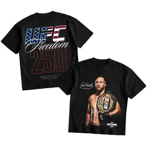 UFC 250 Years Freedom Justin Gaethje vs Ilia Topuria Shirt, UFC Fighters T Shirt MMA Fan, UFC MMA Shirt, UFC Champions Sports Shirt, Gift for Him