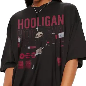 “First Time Hooligan” K-Pop Inspired Graphic T-Shirt Vintage Washed Oversized Unisex Fan Style Streetwear Tee