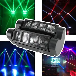 mini 8x3W LED Beam Shaking Head Spider disco Lights, Sound Activated & DMX-512 Control, for DJ Family Party, Club, Bar, Carnival Festival, Wedding Event Show