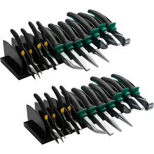 2 count Plier Organizer Black Pliers Holder With Adjustable Dividers Non-Slip Rubber Base for Customizable Versatile Plier Set Storage Rack