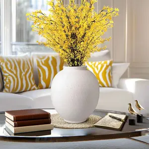 Large Ceramic Vase White Flower Vase,9.8 Inch Tall Big Vase for  Decor,Minimalist Farmhouse Decorative Vase for Living Room,Dining Table,Bedroom,Kitchen,Entryway,Christmas