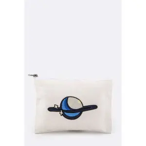 Planet Embroidery Canvas Pouch