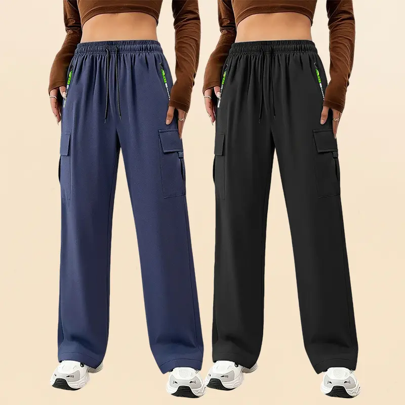 Women’s 2-pack outdoor casual athletic pants, lightweight summer running breathable fitness leggings with zipper details | adjustable drawstring waistband and multifunctional versatile pockets Bottom Womenswear Womenswear, Polyester Fabric, Plain,summervi