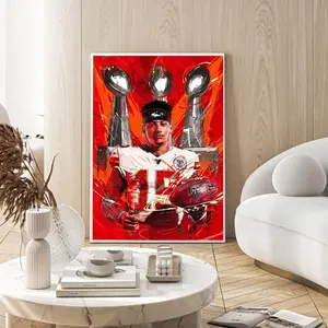 Mahomes MVP Football Poster, Modern Sports Room Decor, Dorm Wall Art Print, Championship Aesthetic, Gift for NFL Fans