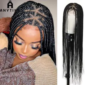 Anytime Hair wig [Bold Design] Extra Long Full Lace Synthetic Wig - Knotless Passion Twist Braiding for Women, 180% Density, Heat Resistant Fiber, Versatile Styling for All Ethnicities