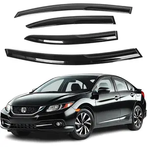Fits Honda Civic 2006 2007 2008 2009 2010 2011 Acrylic Safe Smoke Window Visor Set - Sun, Rain, and Vent Protection, 4-Piece Window Deflector Guard Kit 2mm-Thick