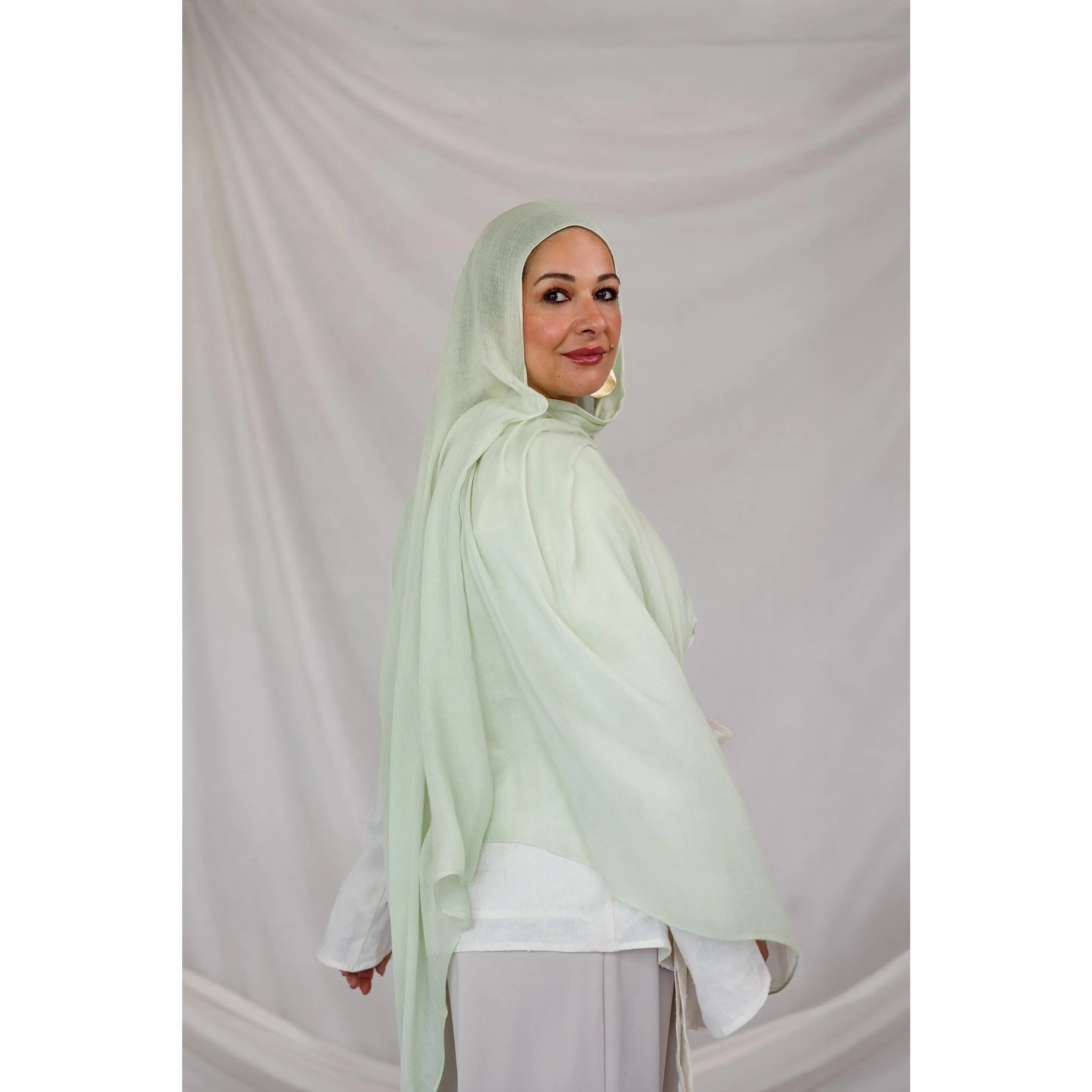 VELA Ocean Mist Solid Modal Hijab, Lightweight and Breathable Seafoam Green Scarf Head Wrap for Women's Everyday Wear