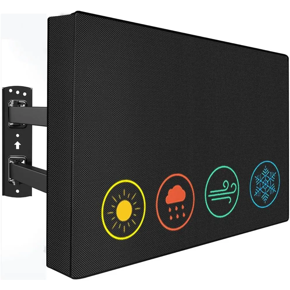Outdoor TV Covers for 55 to 58 inches Outside TV, 600D Thick Fabric TV Screen Protector Cover with Remote Control Pocket - Size 55''W x 35''H x 5.5''D