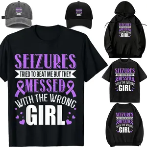 Oversize Acid Wash,Hooded sweatshirtt,Transfer，long-sleeved T-shirt-DIY-Unisex-Hat-Seizures Tried To Beat Epilepsy Awareness Seizure