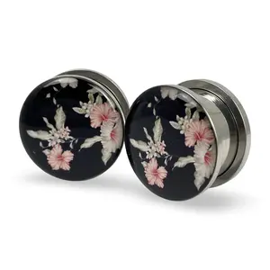 Vintage Floral Style 5 Picture Plugs gauges pair Vintage Floral Style 5 Picture Plugs gauges pair