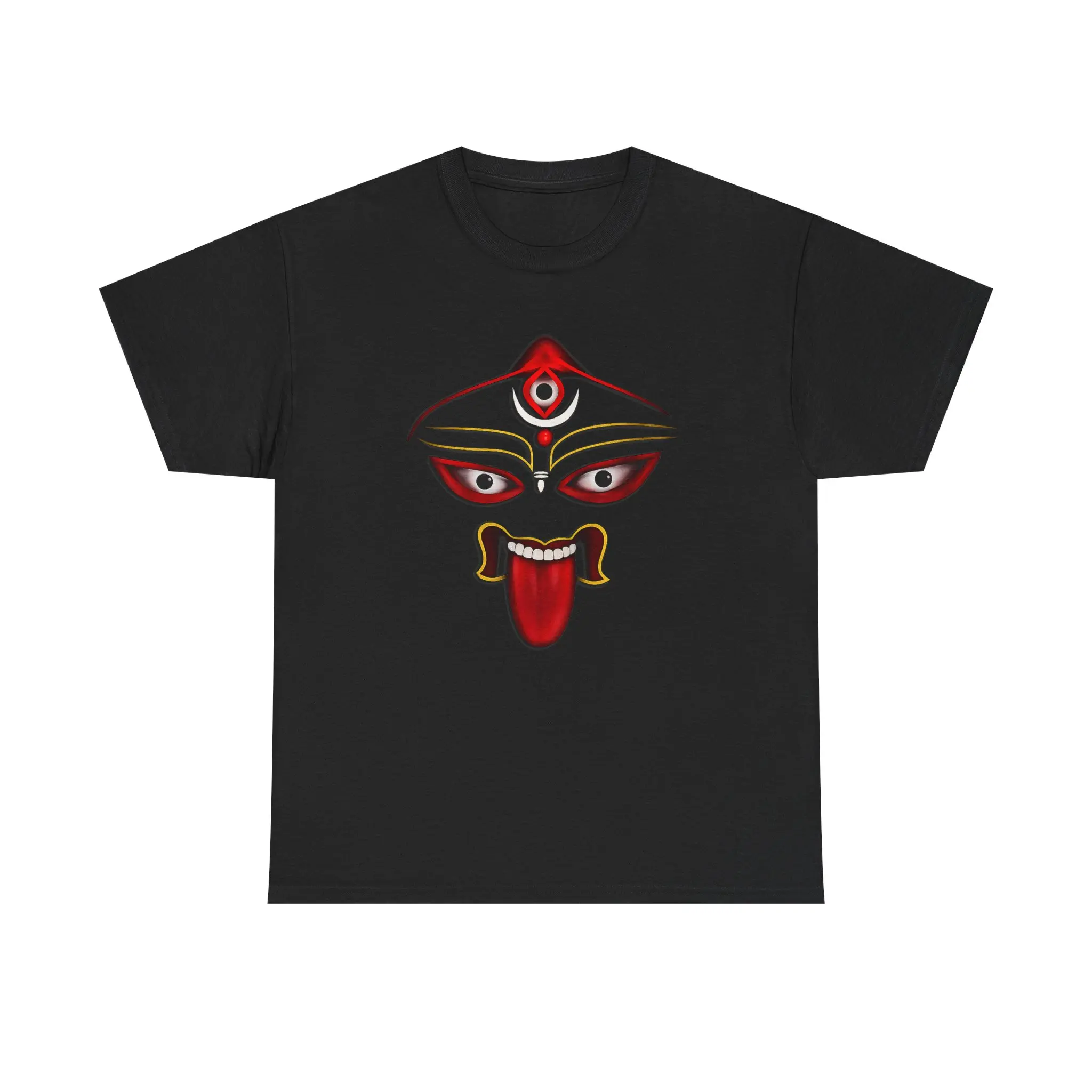 Kali Face Illustration Tee | Hindu Goddess Durga Tongue Graphic T-Shirt