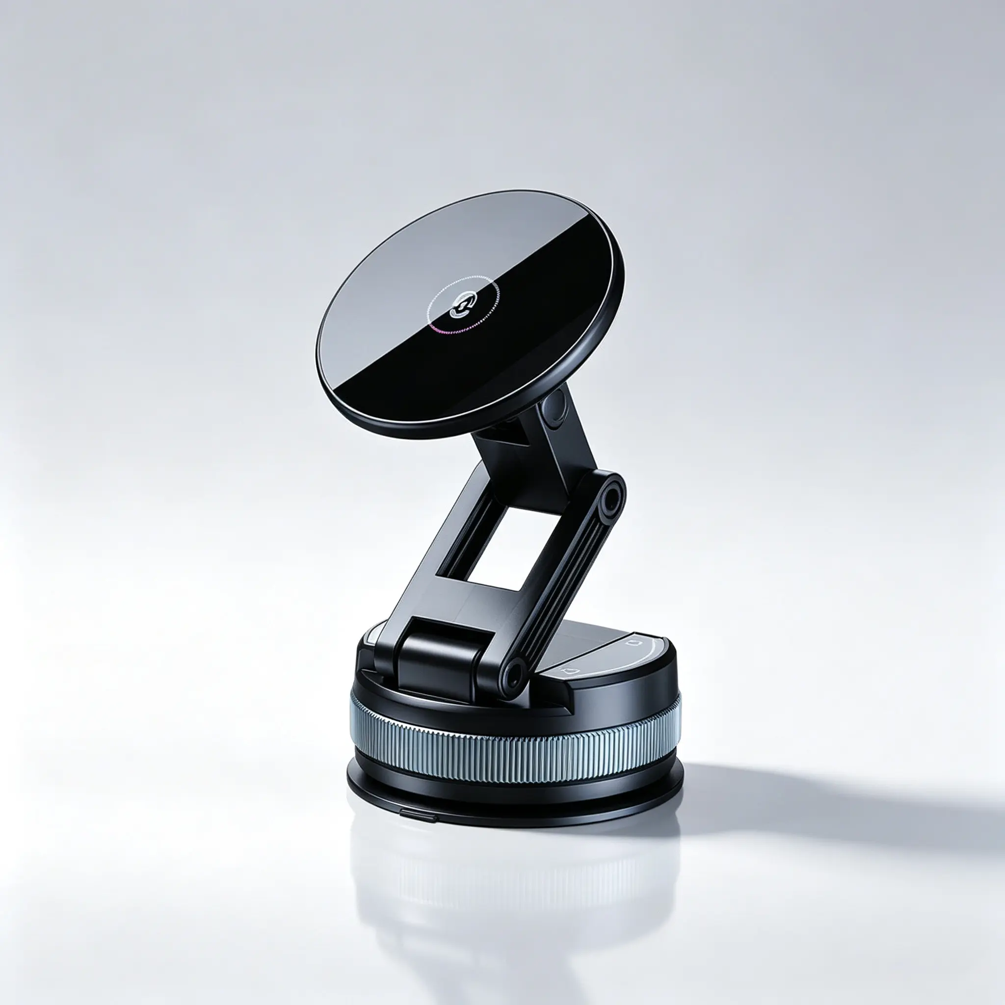 Magnetic Car Mount - Sleek Black Design with Adjustable Arm for Secure Device Placement