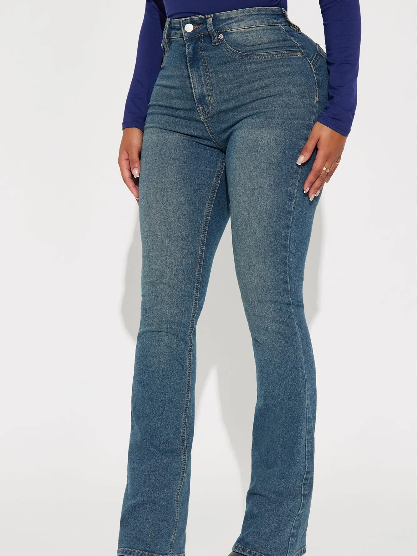 Tucson Booty Lifting Stretch Bootcut Jeans Dark Wash Cotton Fabric Medium Stretch 5 Pocket High Rise Plus Sizes