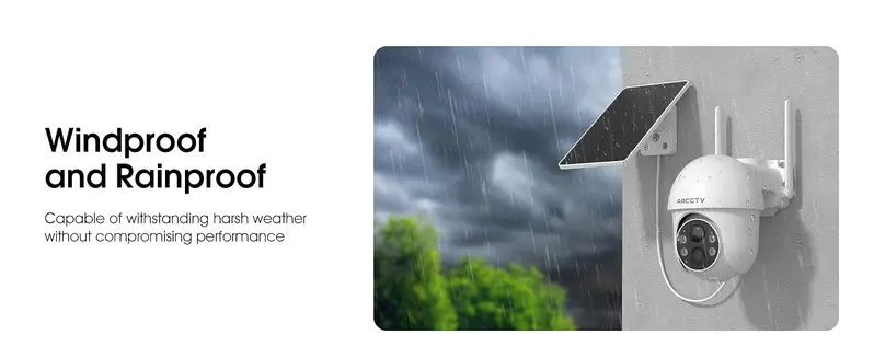 ARCCTV APP-Enabled Wireless Outdoor Solar Security Cameras (2 Pack), 2K 360° PTZ Adjustable Camera, 2.4G 5G WiFi, Automatic Night Vision with Spotlight, 2-Way Audio, PIR Motion Sensor, Easy Installation, Stable Connection, Rechargeable Charging Support