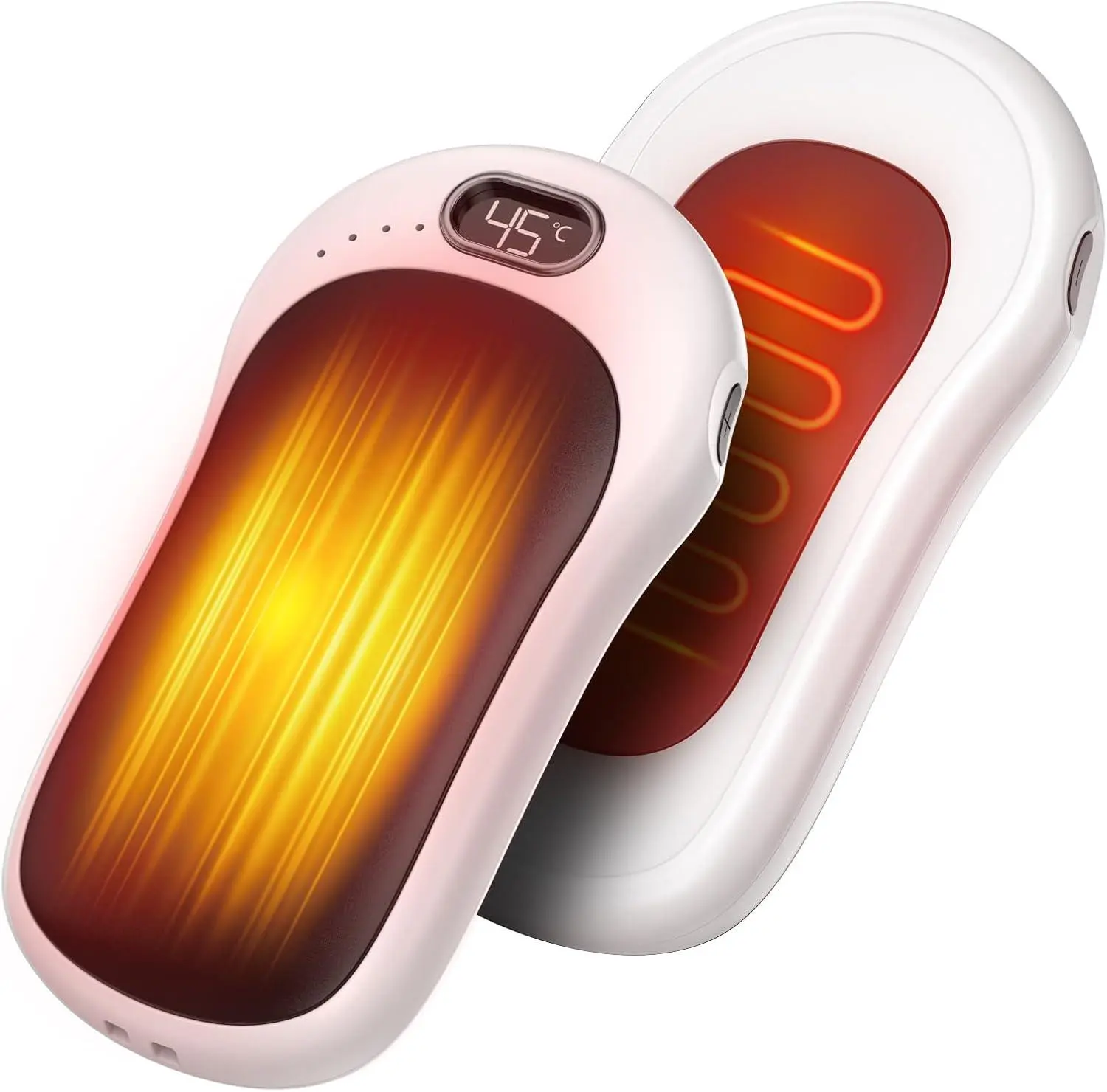 Hand Warmers Rechargeable,2 Pack Double Sided Heating Warmer That Surrounds Warmth for Palm and Fingers,Magnetic Electric Handwarmers 10000Mah with Adjustable Temp,Winter Gifts for Men and Women Macamolly