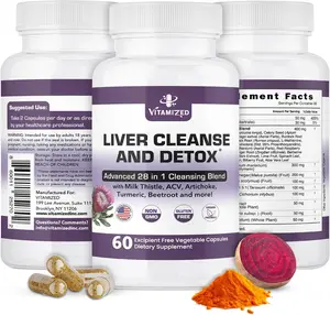 Liver Cleanse Detox & Repair Fatty Liver Supplements 28-in-1 Advanced Herbal Liver Health Supplement Formula - Milk Thistle Silymarin, Artichoke Extract, Dandelion & Apple Cider Vinegar - 60 Pills