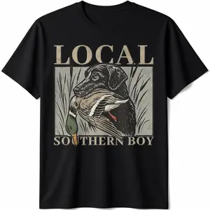 100% Cotton Local Southern Boy Duck Hunting Black Lab Outdoor Vintage T-Shirt,Unisex Crewneck T-shirt for Men And Women
