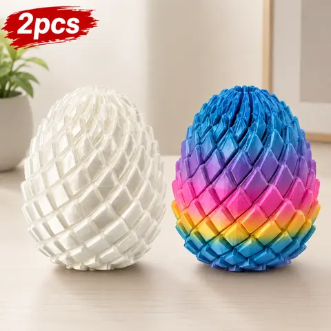 summerwins Whimsical 2-Piece ABS Plastic 3D Printed Interlocking Dragon Scale Eggs Fidget Tool Miniature Set - Twistable, Extendable, Tactile Play Stress Relief, Desktop Home Decor Statue, Ideal Halloween Gift, Whimsical Stuff, 3DPrinted Stuff