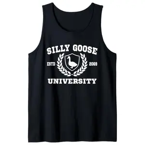 Silly Goose University Funny Meme Mens Womens Tank Top, Unisex Tank Top