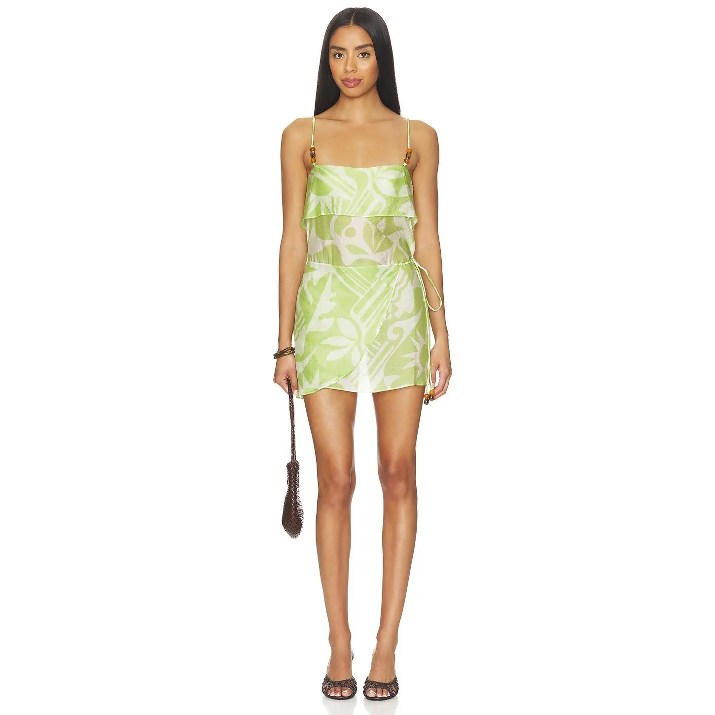 L'Academie Caila Mini Dress in Green Riviera Abstract