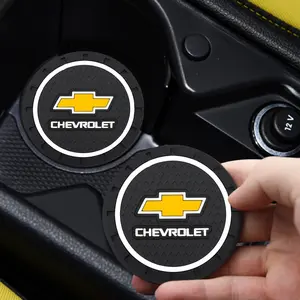 Car Cup Holder Mat Anti-Slip Pad with Water Cup Slot, Compatible with Chevrolet Models, Interior Logo Design, Car Accessories