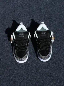 Men's Printed Low-Top Casual Sneakers, Durable Anti-Slip Skate Shoes, Thick Sole Fashion Footwear for All Seasons