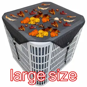 Large air conditioning cover, 36X36 inches outdoor durable air conditioning cover, heavy-duty breathable fabric, windproof and dustproof design, no power supply required, all-season weather protection Metal Black