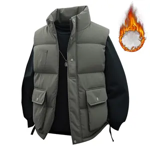 Men's Stand Collar Cotton Jacket with Detachable Vest – Minimalist Solid Color Fashion Versatile Skin-Friendly Comfortable Outdoor Casual & Commuter-Friendly