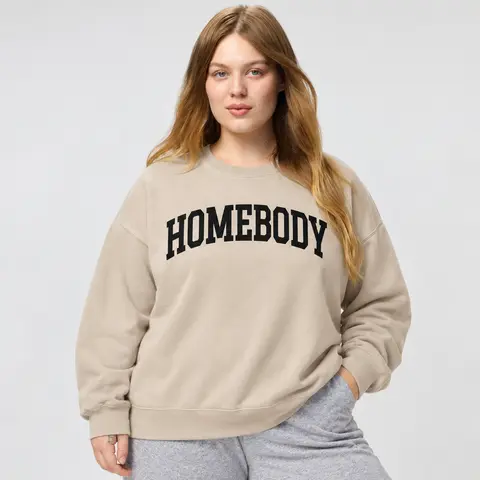 Women's Collegiate Crewneck Cotton Sweatshirt - Casual Long Sleeve Top, Cozy Loungewear Hoodie, Homebody Introvert Gift