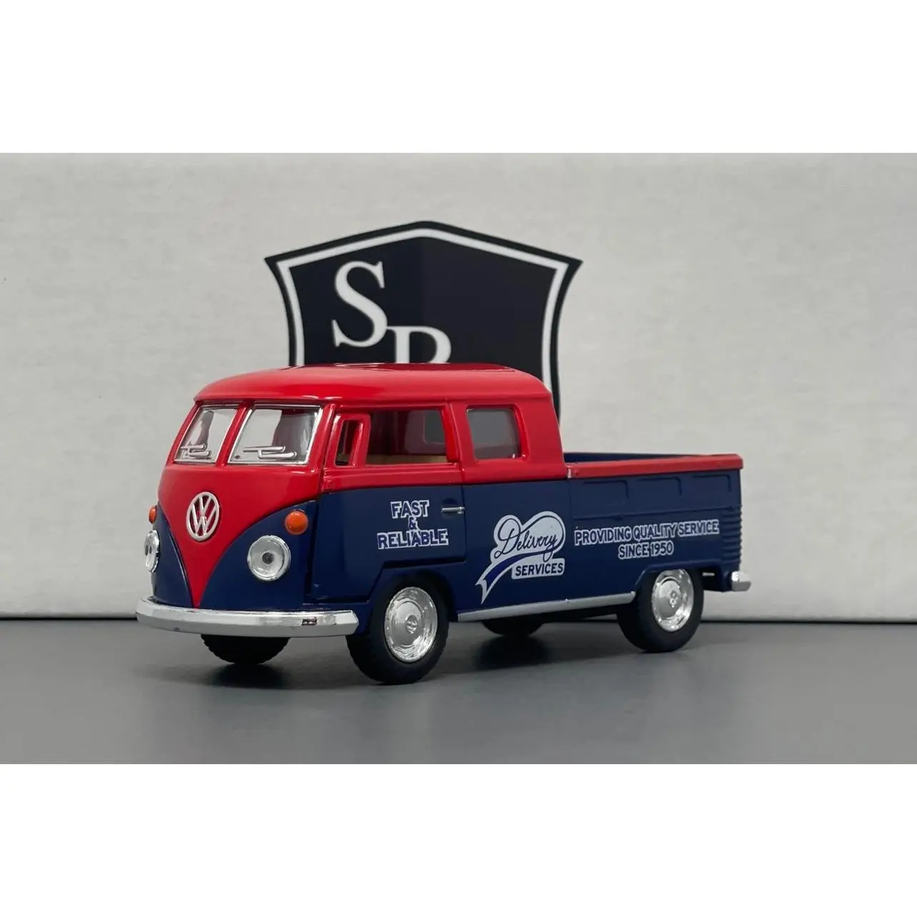 Volkswagen Bus Double Cab Pickup - Red - Kinsmart 1:34 Diecast