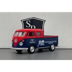 Volkswagen Bus Double Cab Pickup - Red - Kinsmart 1:34 Diecast