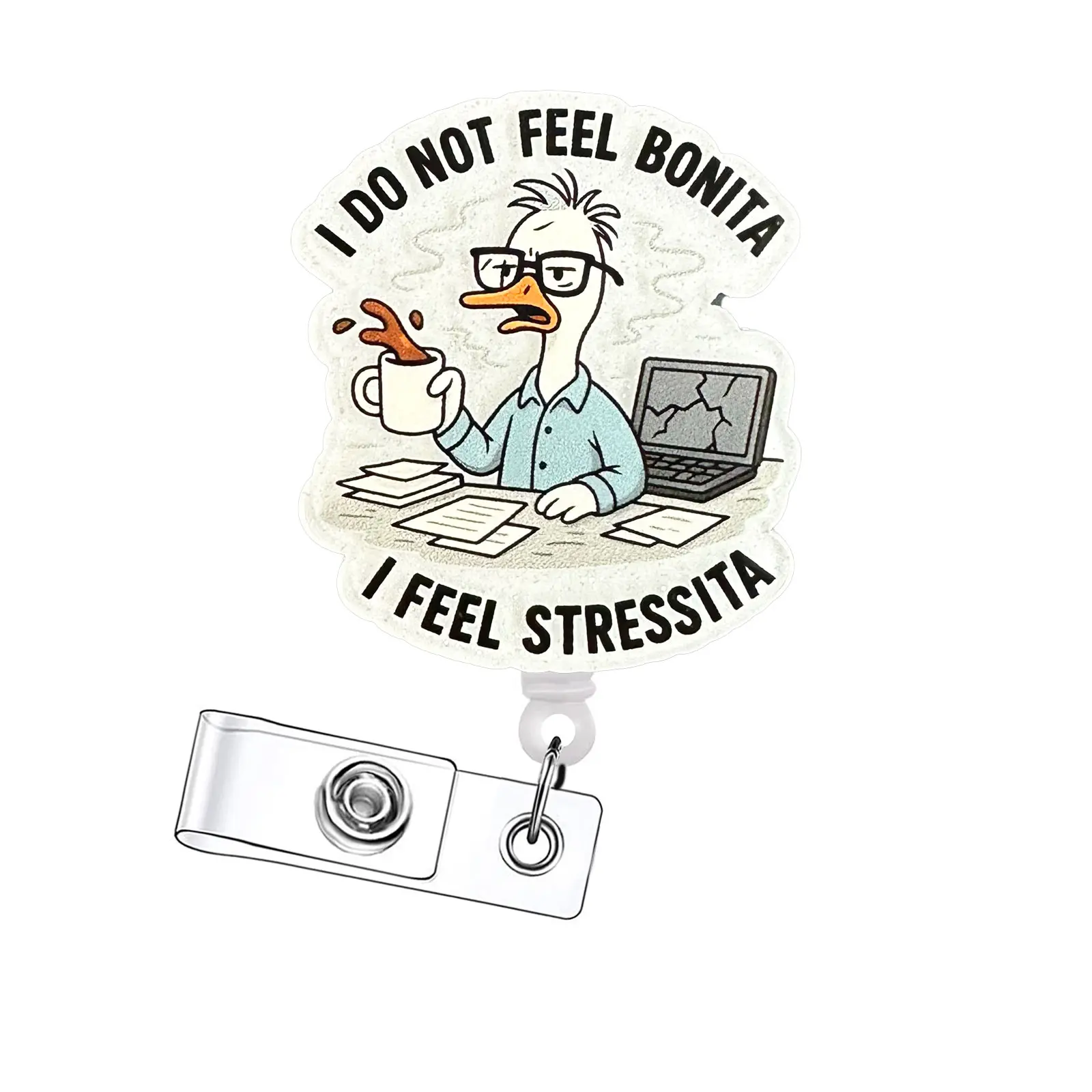 Funny Retractable Badge Reel, Acrylic ID Holder with Clip for Nurses, Doctors, Students & Office Staff, 15pcs Set, Retractable Badge Scroll