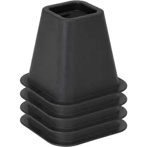 6 Inch Bed Riser Pack of 4 Bed & Furniture Lifter Wheel Grooves Under-Bed Storage For Bedroom & Dorm Black