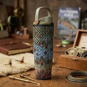 Owala FreeSip Sway Off the Hook 40oz Water Bottle, Leakproof Insulated Stainless Steel Tumbler, Limited Edition Fishing Scale Design