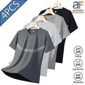 4PCS Bundle Men's Graphic Tees |   Crew Neck Short Sleeve Casual Daily Wear Tops