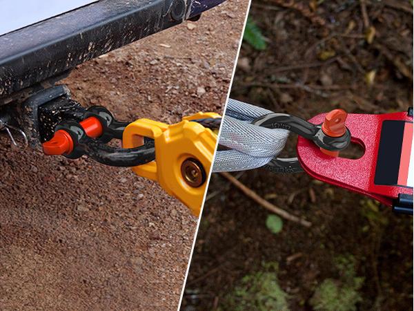 Nilight 2 Pack Small Shackles 5/8" D-Ring Shackle 3.25 Ton (7165 Lbs) Capacity Heavy Duty Off Road Recovery Shackle Kit for Cars and Other Applications for Tie Downs, Black Red